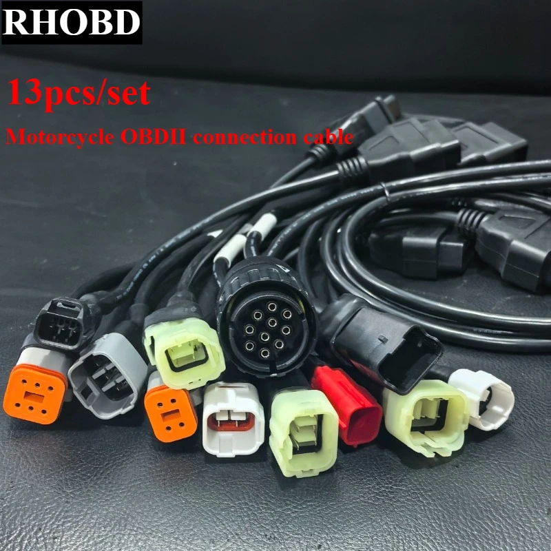 13PCS Motorcycle OBD2 Cable for Honda for Suzuki for YAMAHA for KYMCO ForHarley for Ducadi for KTM Motorbike Diagnostics Adapter