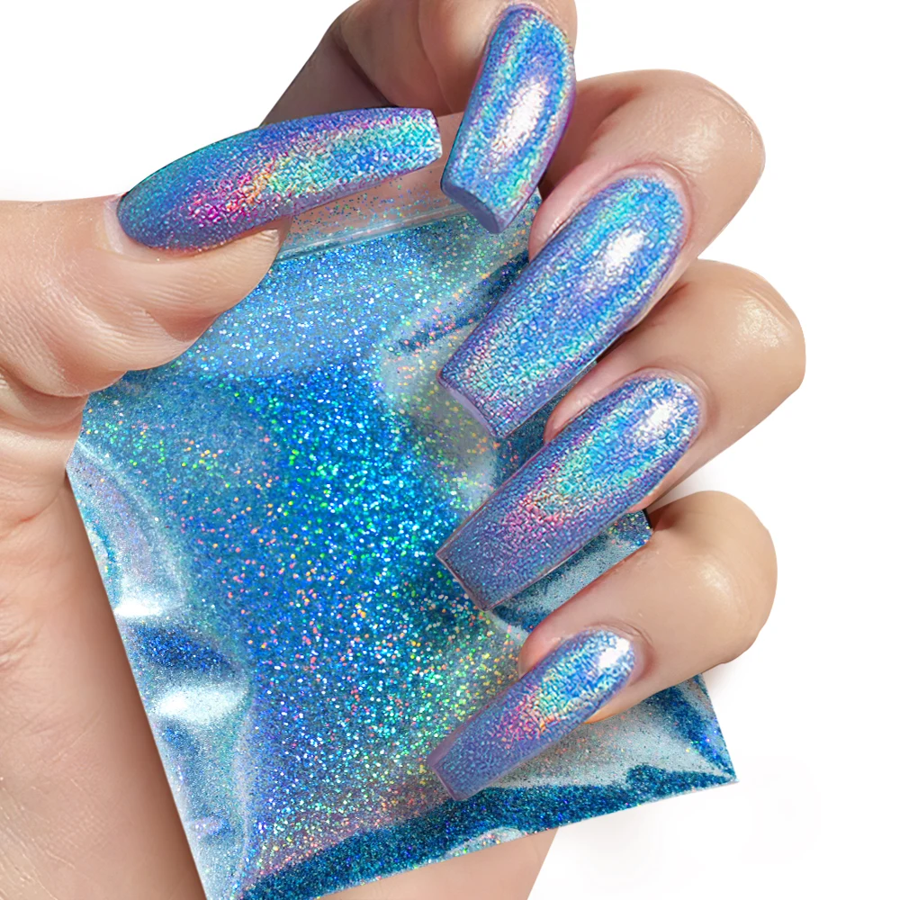 10g/bag Rubbing Nail Powder Holographic Extra Fine Glitter Mirror Chrome Pigment Dust UV Gel Polish Nail Art Decoration