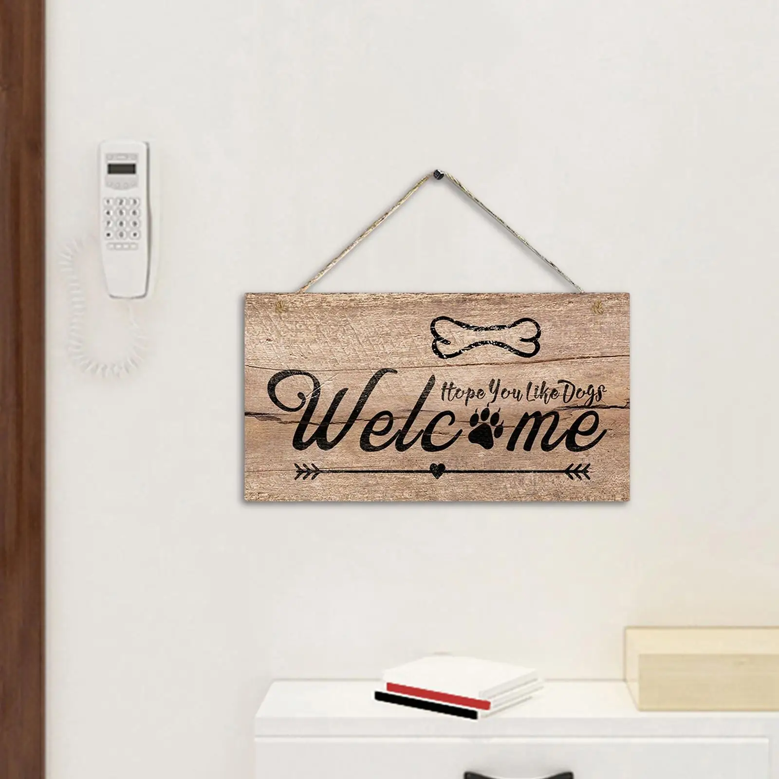 Welcome Sign Hanging Plaque Hope You Like Dogs Sign for Holiday Decoration