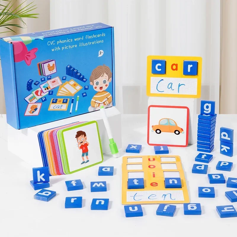 

kids Word Writing & Spelling Flash Cards Kindergarten Homeschool Supplies Words Reading Game Montessori Educational Toys