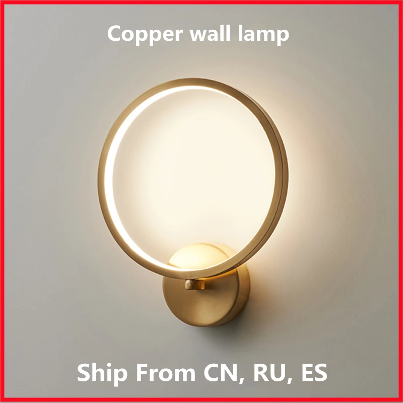 North wall lamp Copper round LED interior LED Sconence Light Decoration Minimalist wall light for bedroom Living room