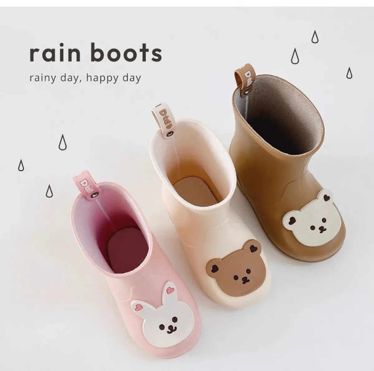 Child Boy rubber Rain Shoes Girls Boys Kid Ankle Rain boots Waterproof shoes Round toe Water Shoes soft Toddler Rubber Shoes