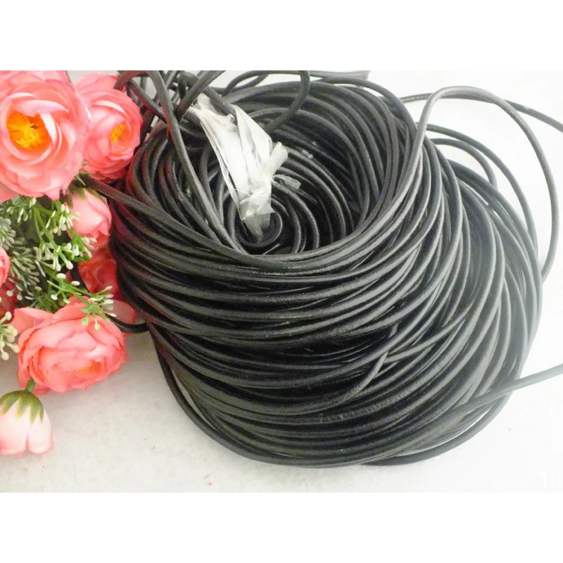 100meters/lot 3mm diameter genuine round cow leather cord jewelry cord DIY accessories