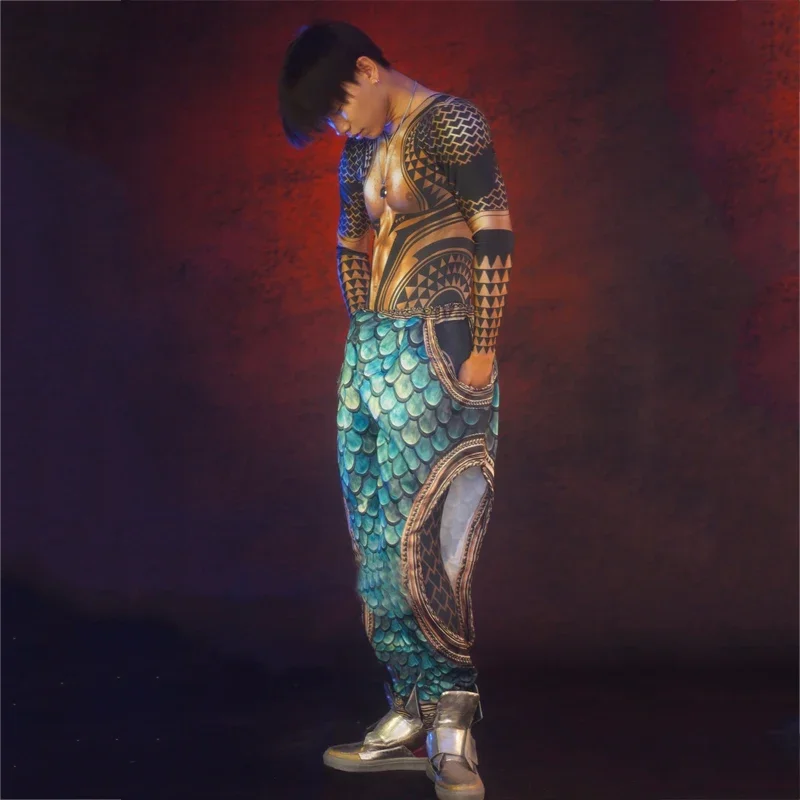 ハロウィンゴーゴー衣装メンズ偽露出腹筋男ジャンプスーツポールダンス服絶賛衣装ステージダンサー着用 XS3015