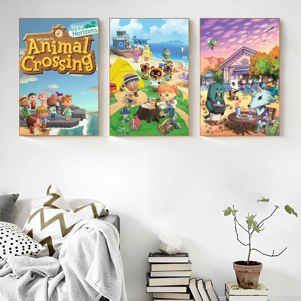 1PC Animal Crossing Game Poster Self-adhesive Art Waterproof Paper Sticker Coffee House Bar Room Wall Decor