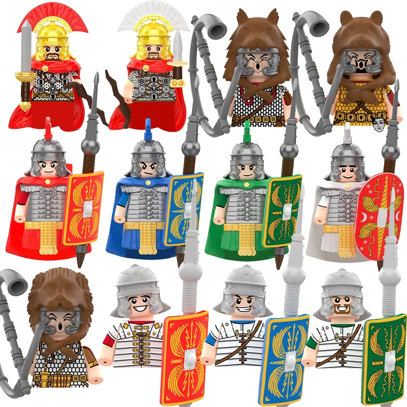 Medieval War Ancient Rome Figure Spartan Soldier Knight Crusades Shield Sword Archer Moc Model Blocks Kids Toys Gifts Boys Girls