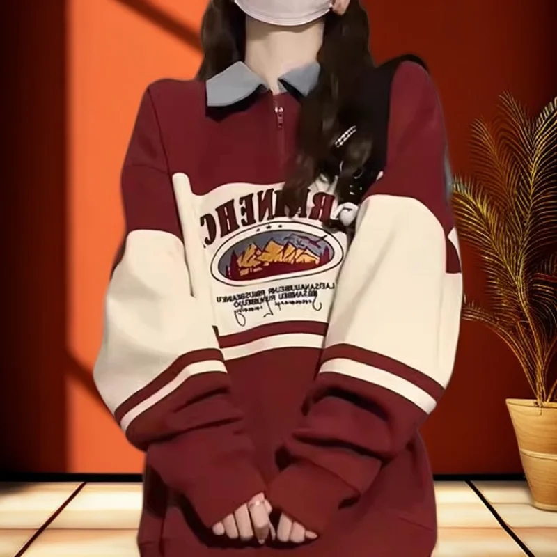 

Женская повседневная толстовка больших размеров с принтом в стиле ретро, свободного кроя, с длинными рукавами, комфортная