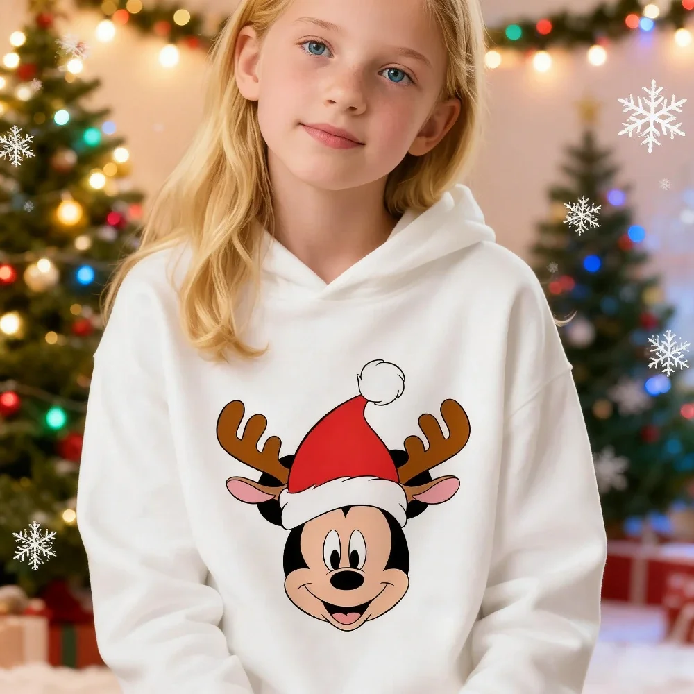

Disney Mickey Mouse Children's Hoodie with Christmas Elements, Warm Hoodie for Autumn and Winter, Stylish Children's Clothing