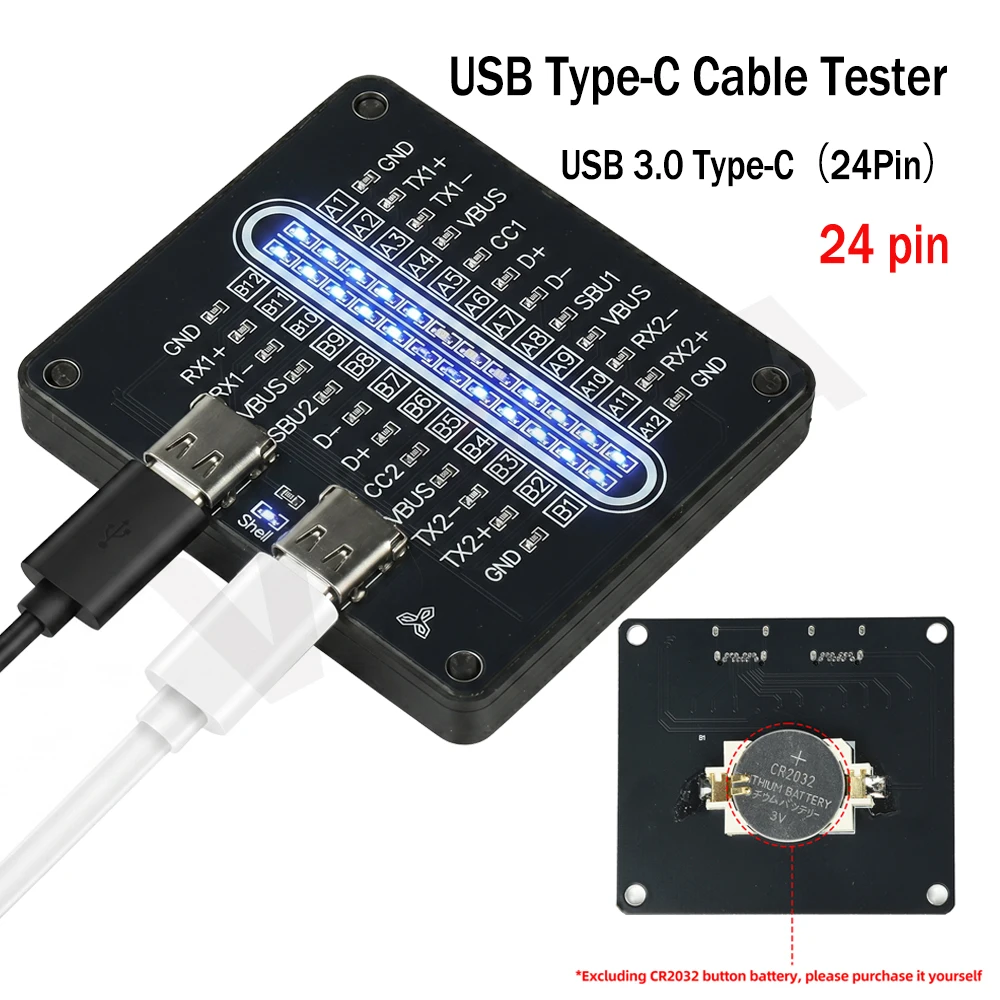 USB Type-C Cable Tester Module 24Pin Data Cable Detection Board Short Circuit On-Off Switching For Type-C Fast Charging Checker