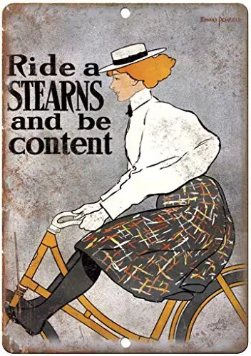 Ride A Stearns and Be Content Wall Poster Tin Sign Vintage BBQ Restaurant Dinner Room Cafe Shop Decor