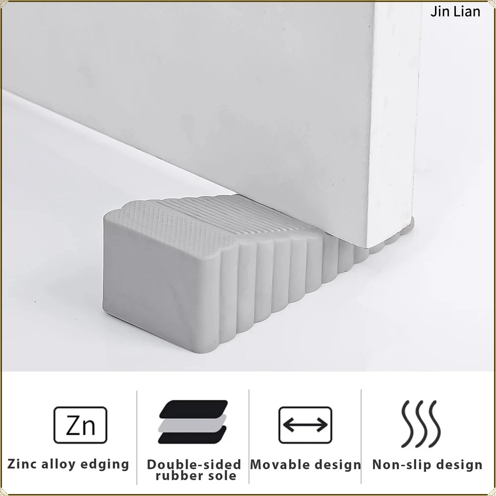 Reusable Rubber Door Plugs Safety Anti-collision Block Wedge Doorstops Door Handle For Home Office Windproof Door Rear Retainer