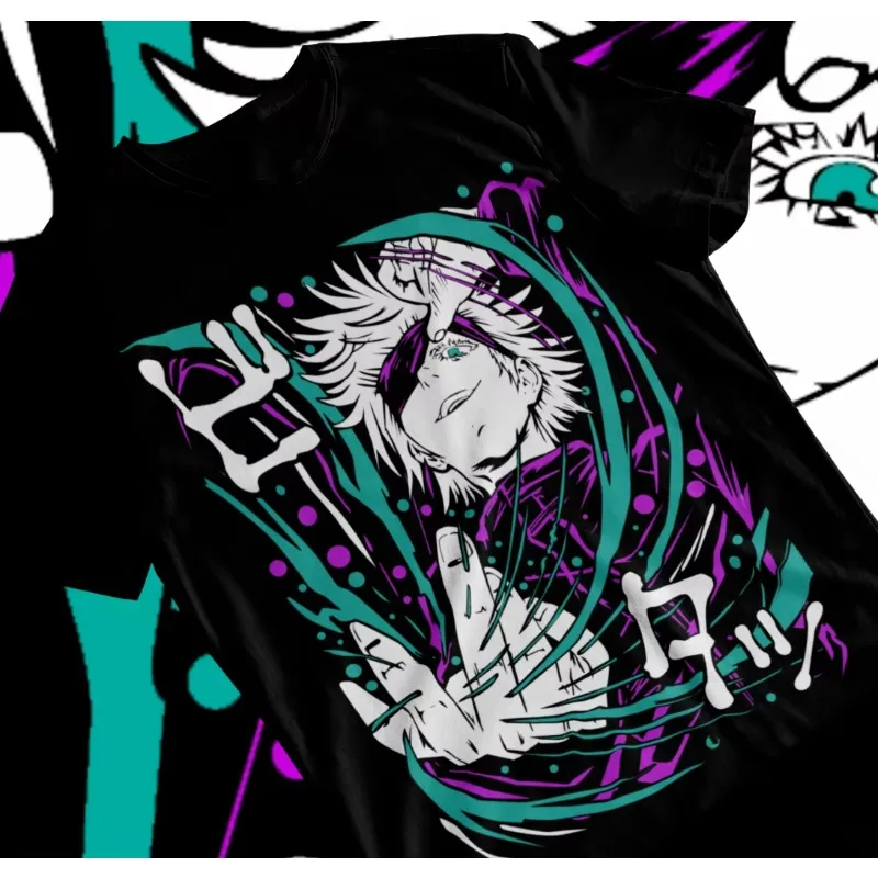 

Trend Summer 2025 Cosplay Neutral The Honored One Embroidered Anime Crest Premium Cotton T-Shirt Men Clothing Anime Clothes