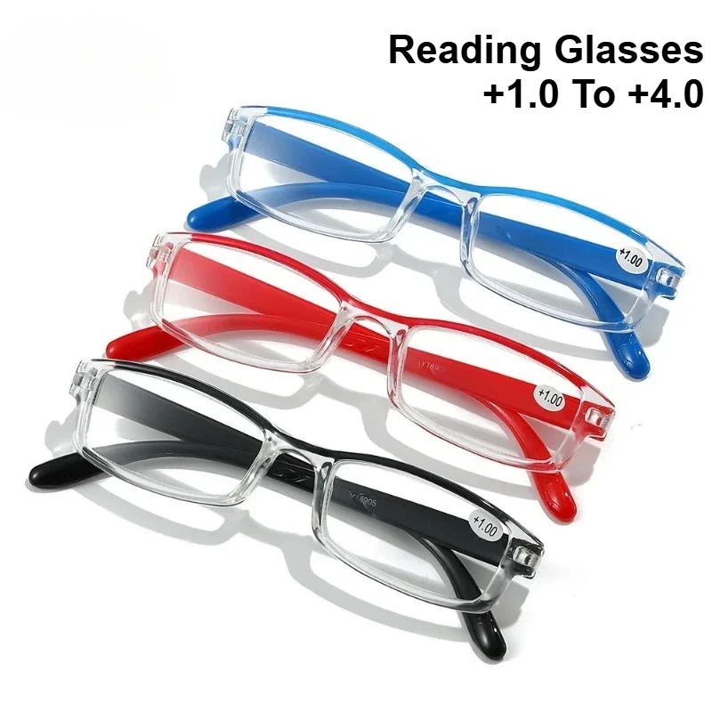 Harz-Lesebrille +1,0 bis +4,0, modischer PC-Rahmen für Männer und Frauen, blaues Licht blockierende Brillen