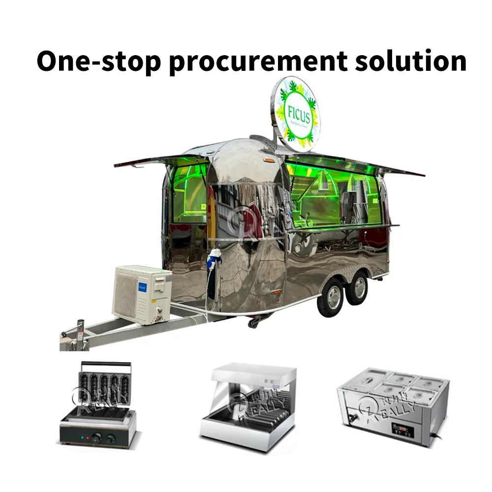 Airstream Trailer BBQ Burger Vintage Food Trailer Camping คุณภาพสูงอาหารรถเข็น Mobile Bar Custom Full อุปกรณ์