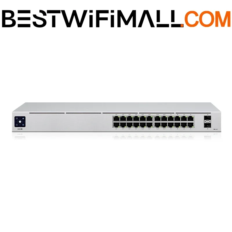 

Коммутатор UBIQUITI USW-24 на 24 порта Layer 2, 24xGbE, 2x1G SFP порта, пропускная способность 52 Гбит/с, бесшумная система охлаждения без вентиляторов