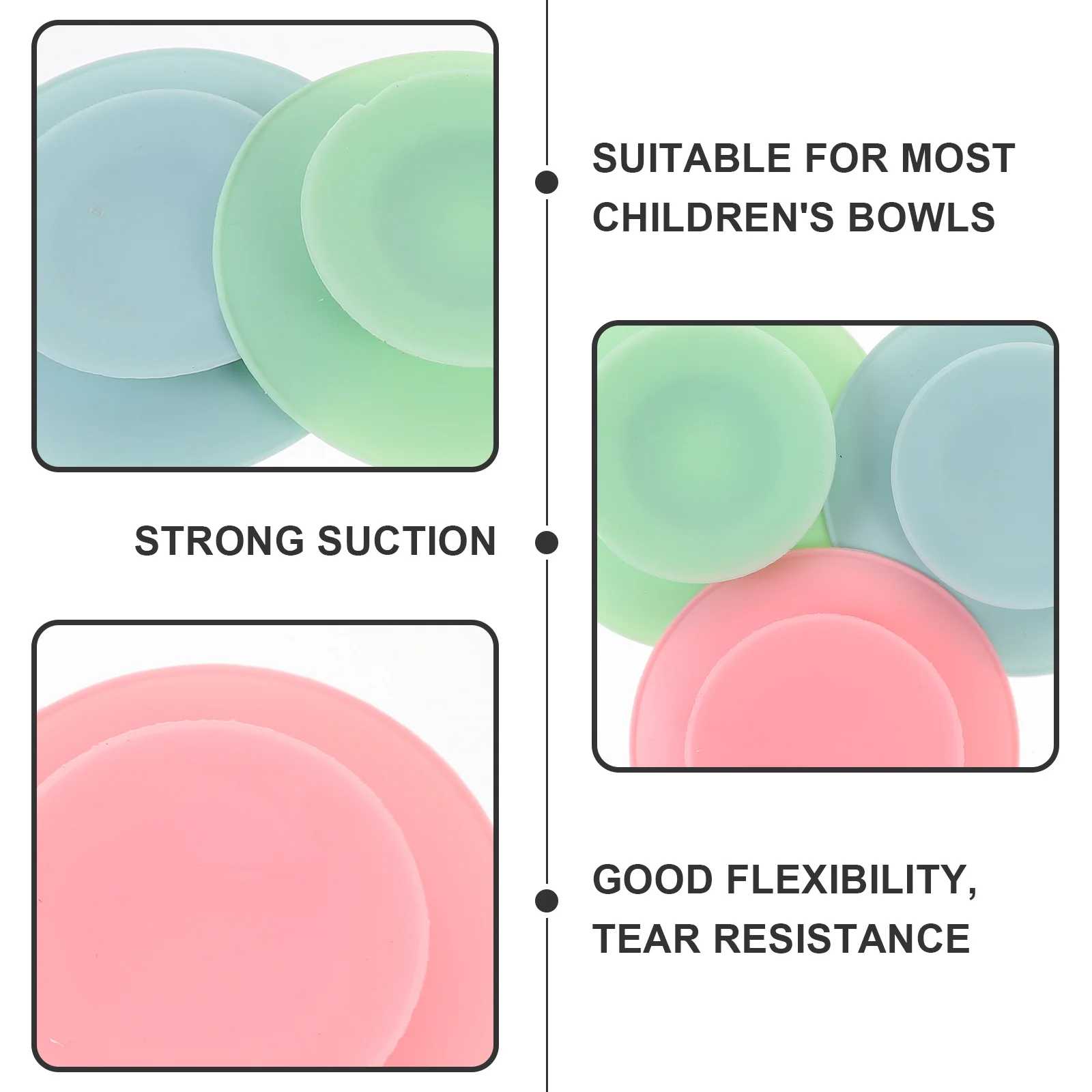 

3pcs Silicone Suction Cups Bowl Sucker Tableware Plate Fixer Reusable Lightweight Bowl Fixing Pad For
