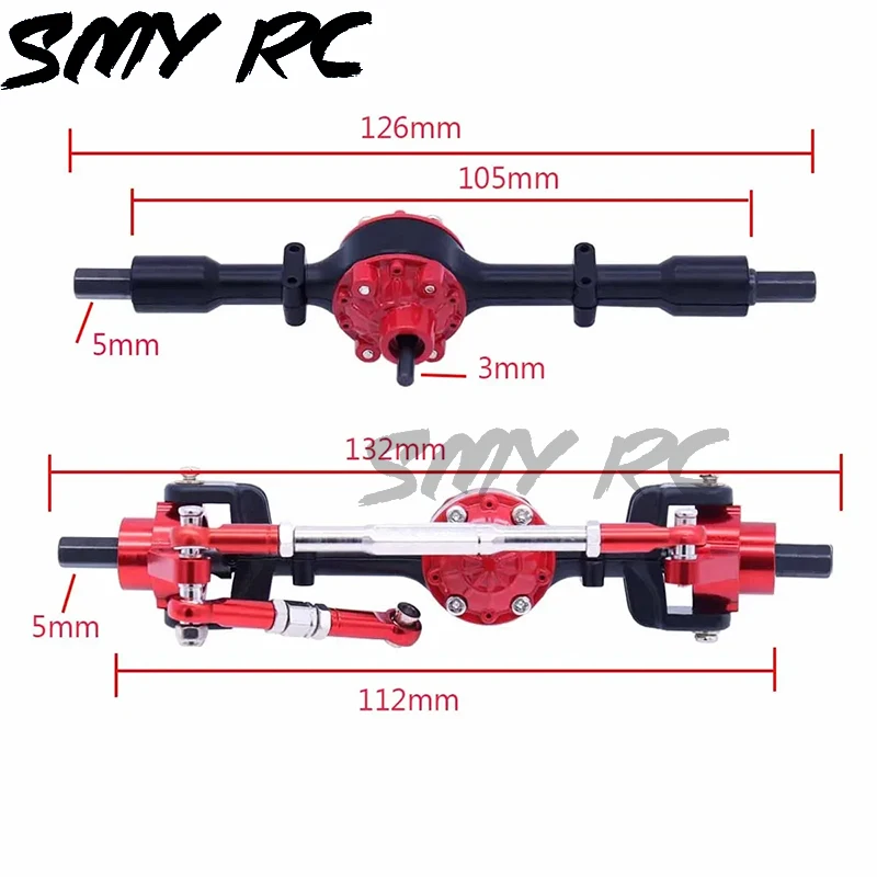 WPL C14 C24 C34 C44 C54 B14 B24 metalowy zestaw przednia i tylna oś 1/16 akcesoria części do ulepszenia samochodów zdalnie sterowanych