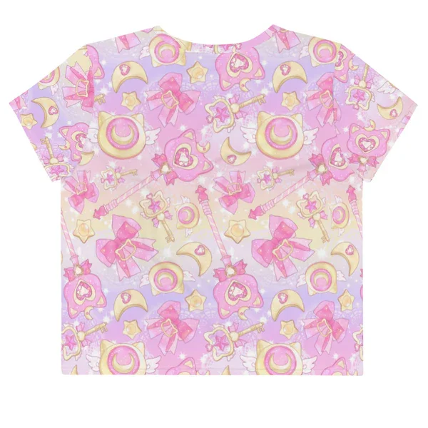 Sailor Moon Transformation Device 3D Print Harajuku Style Y2K Short Sleeve T-Shirt Full of Girlish Heart Casual Sports Tee