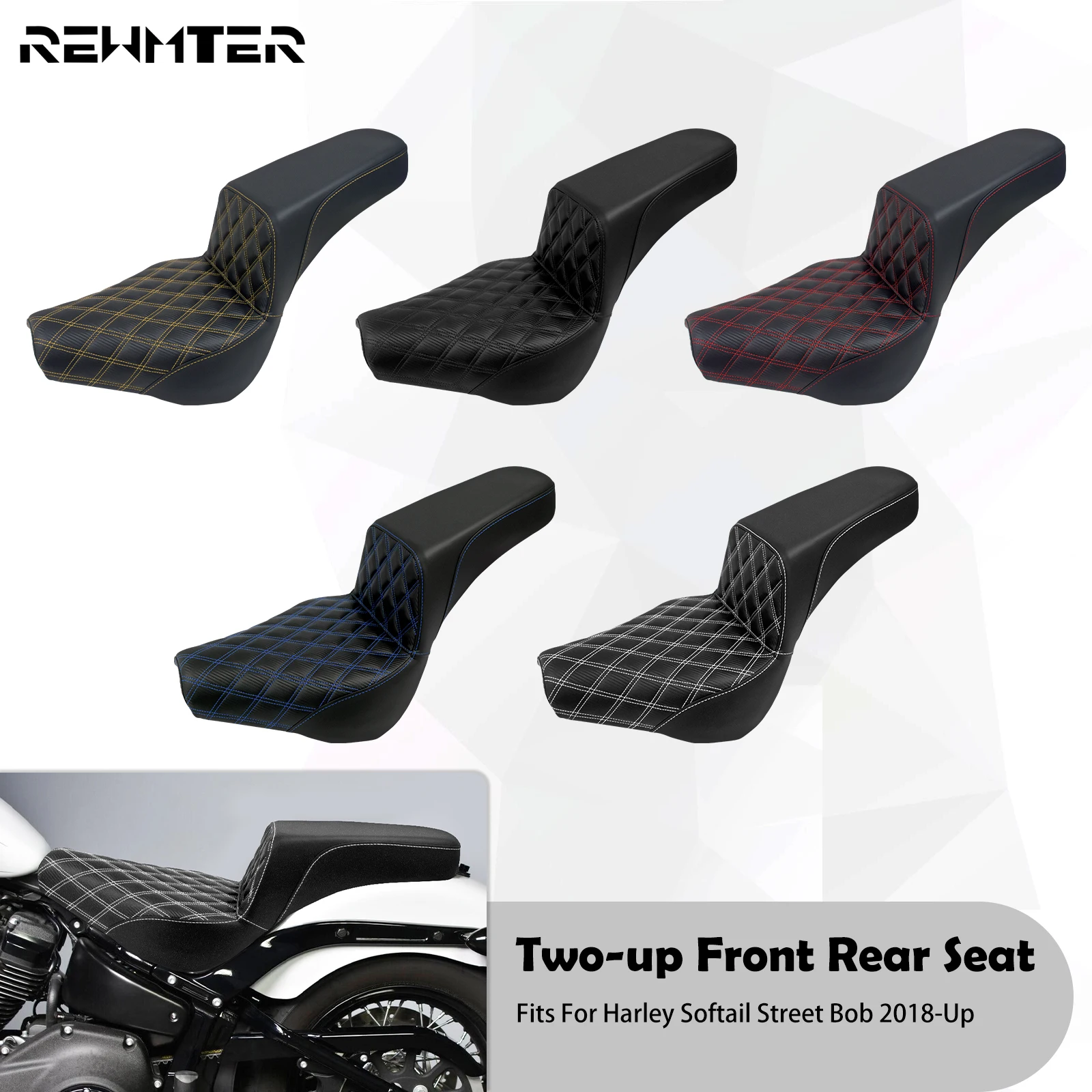 

Motorcycle Front Rear Two- Up Seat For Harley Softail Street Bob FXBB Classic FLHC 2018-2023 Rider Driver Passenger Seat Cushion