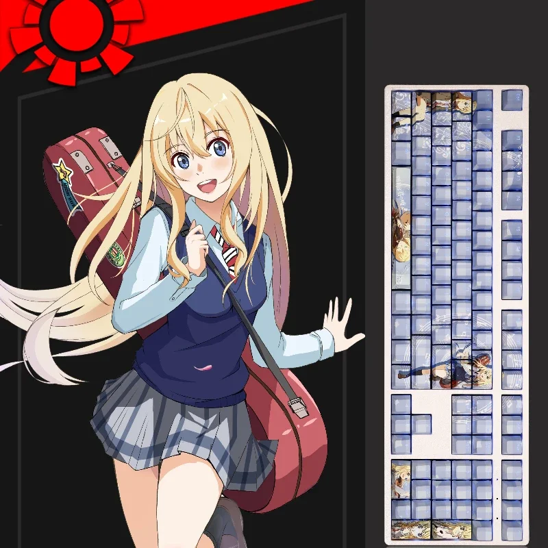 Your Lie in April Keycap Personalized Customization Translucent Miyazono Kawori Mechanical Keycap PBT 108 Keys Set Anime Keycaps