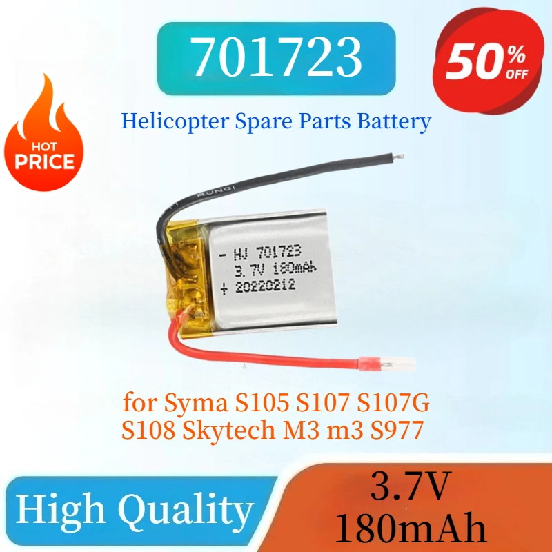 

High Quality New 701723 3.7V 180mAh Lipo Battery For Syma S105 S107 S107G S108 Skytech M3 m3 S977 Helicopter Spare Parts Battery