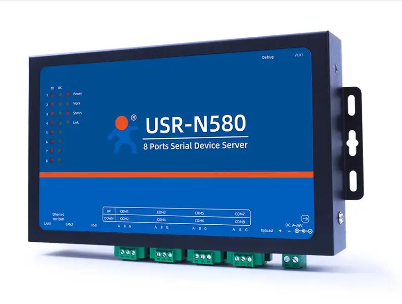 USR-N580 Industrial Serial Ethernet server Converter 8 Serial Port RS485 Serial Device Server Support ModBus RTU to TCP Ethernet