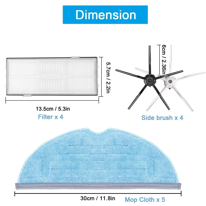 Запчасти для пылесоса Xiaomi Roborock S7, T7S, T7S Plus, 15 шт.