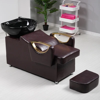 Hot Sale Hair Salon Color Custom Comfortable Massage Furniture Shampoo Chair Washing Bed With Bowl