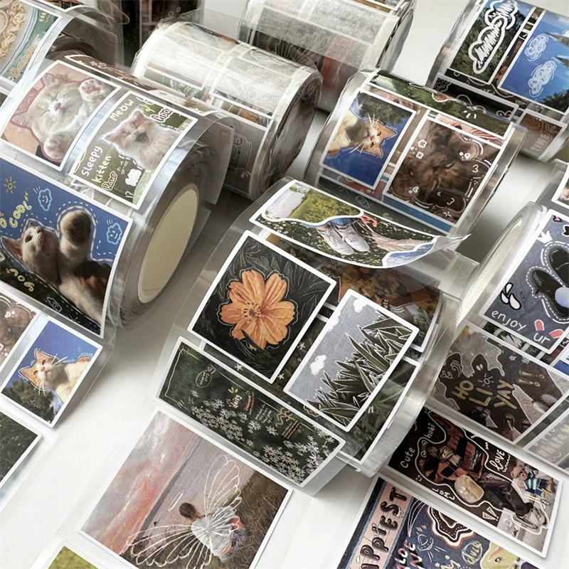 Vintage Kreatif HolidayTravel Seri WashiTape Retro Makanan Lanskap Dekorasi Tape DIY Klip Pasta Stiker Tag Perlengkapan Sekolah ﻿