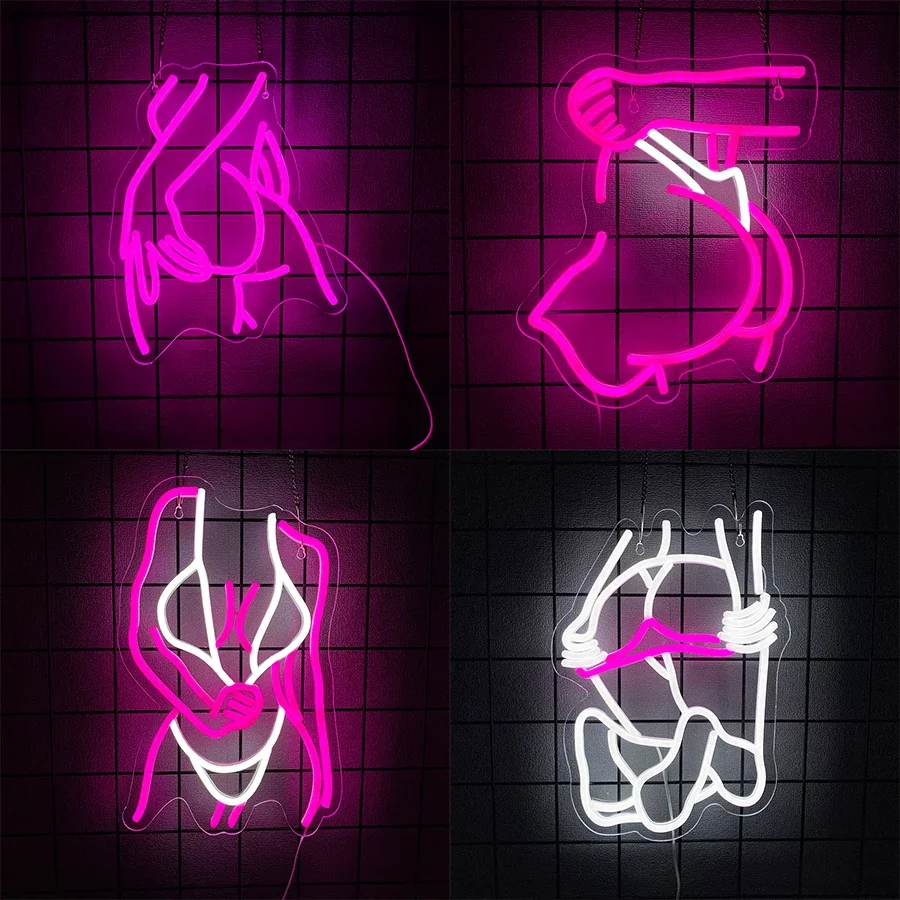 

Bedroom, Bar Party Decor. Easy To Hang， Hand-Made Aesthetic Icons, Used For Singles Club,Pretty Ladies Body Series Neon Signs,