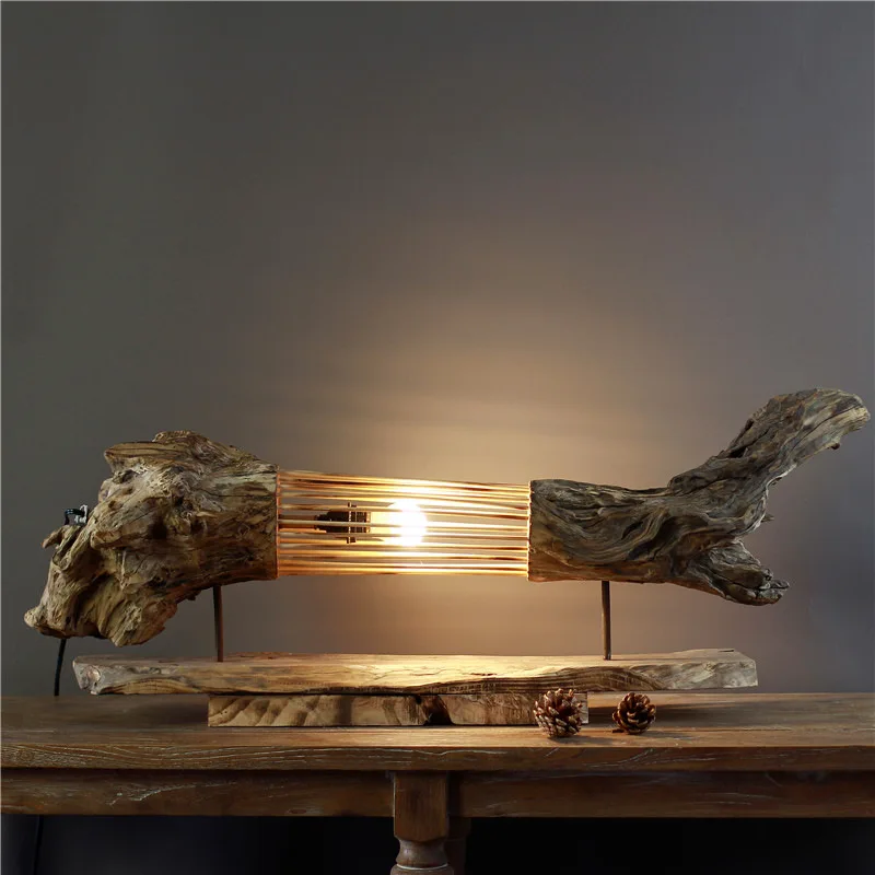 

Professional handmade log craft floor lamp pastoral warm homestay hotel decorative lamps