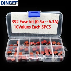 10values 50pcs Square Plastic Fuse 392 0.5A 500mA 1A 1.25A 1.6A 2A 2.5A 3.15A 4A 5A 6.3A / 250V for LCD TV Power Board Fuse Kit