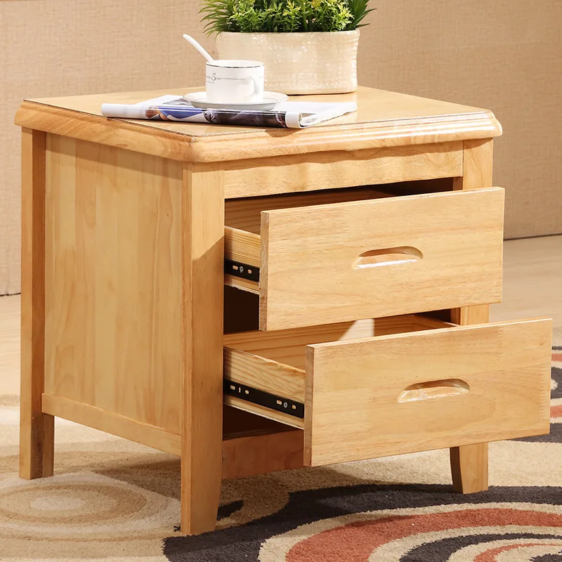 New model Solid wood bedside table, oak fully equipped with locked bedside table, simple walnut locker, log storage cabinet