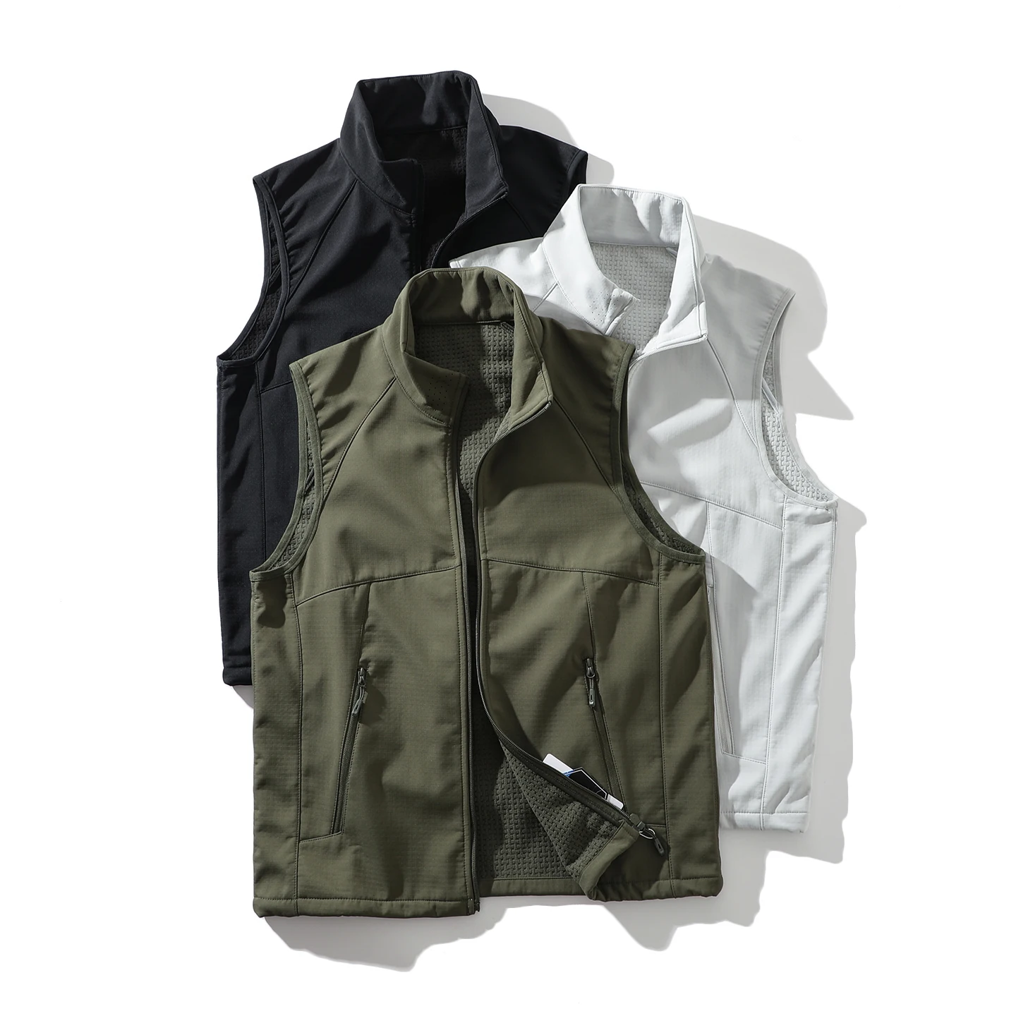 

Мужской профессиональный осенне-зимний ветрозащитный водонепроницаемый жилет с флисовой подкладкой и воротником-стойкой, спортивный повседневный жилет в городском стиле