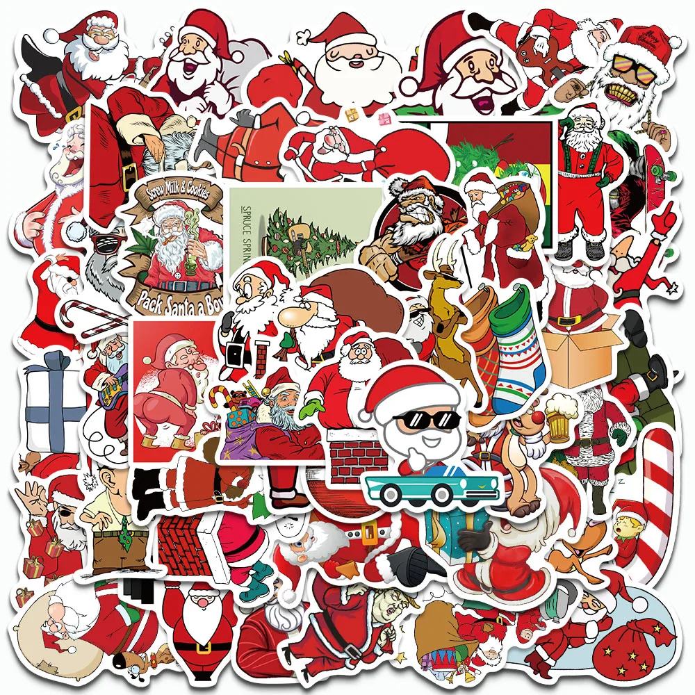 50PCS New Christmas Sticker Santa Claus Graffiti Decals For luggage Skateboard Laptop Water Cup Mobile Phone Toy Stickers