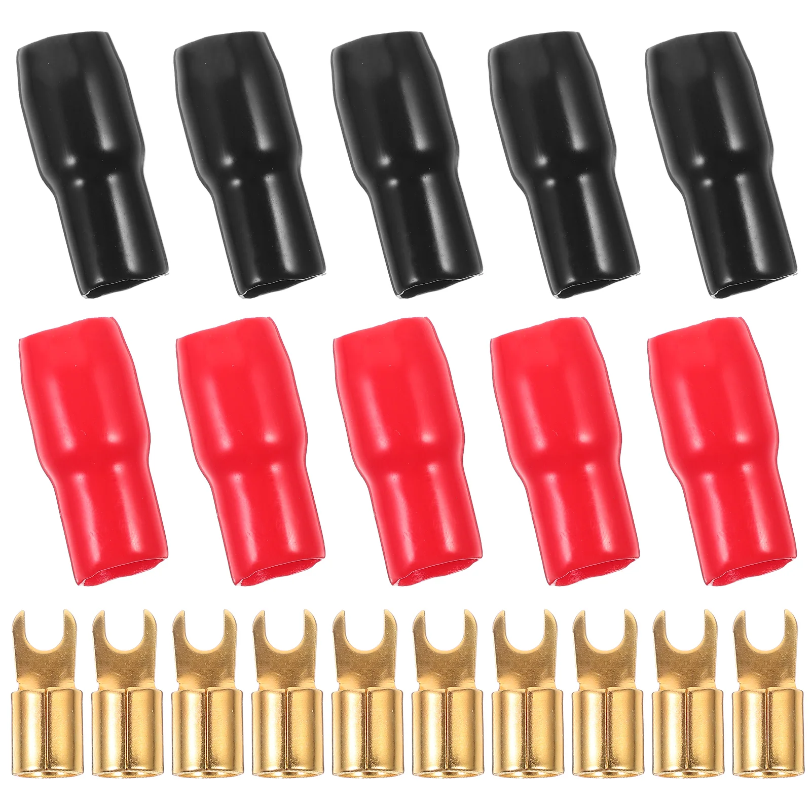 

5 Pairs Crimp Terminals 4ga Spade Fork Connectors Gold Plated Anti Corrosion Copper Speaker Wire Barrier Spades