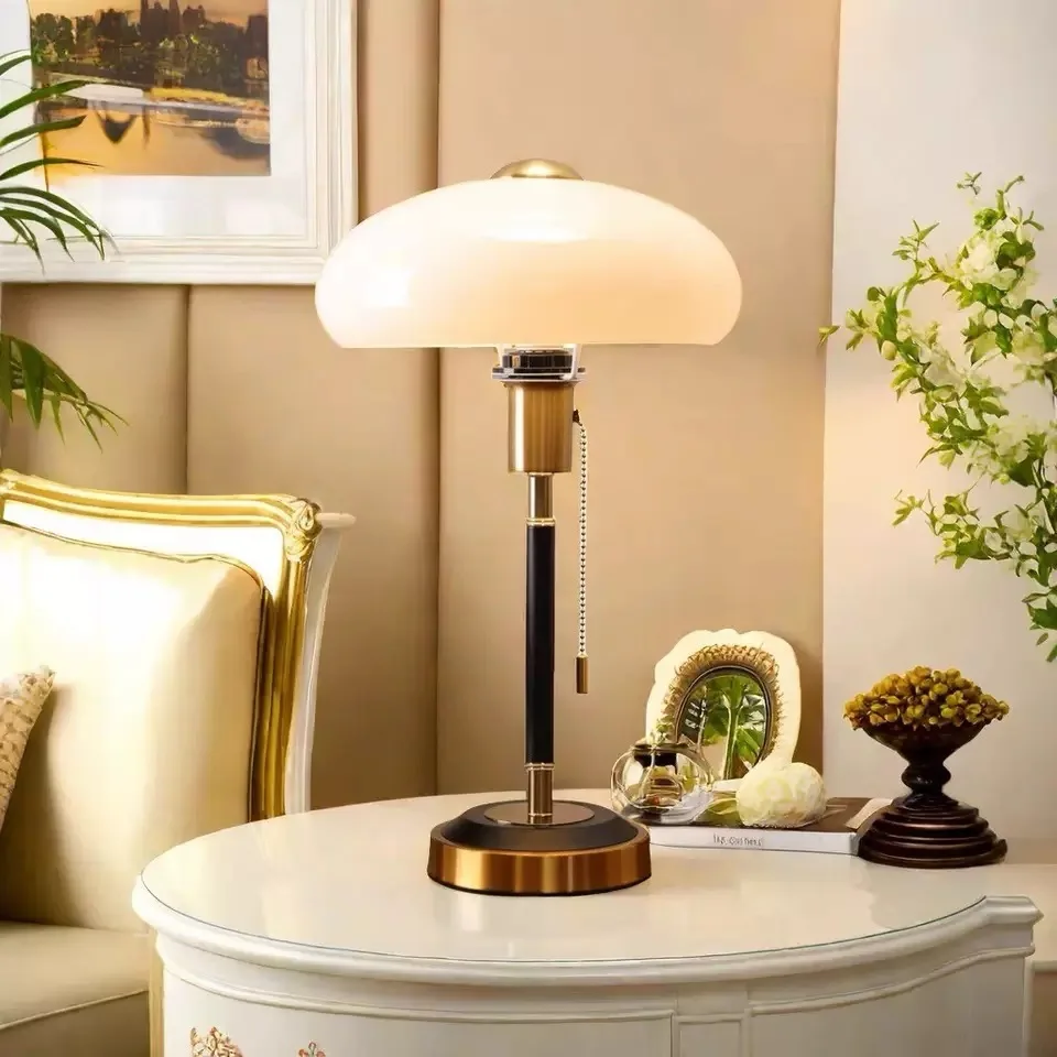 American Retro Mushroom Bedroom Beside Lamps Living Room Decor Led Illumination Dining Table Light Fixture Dimmable Home Decor