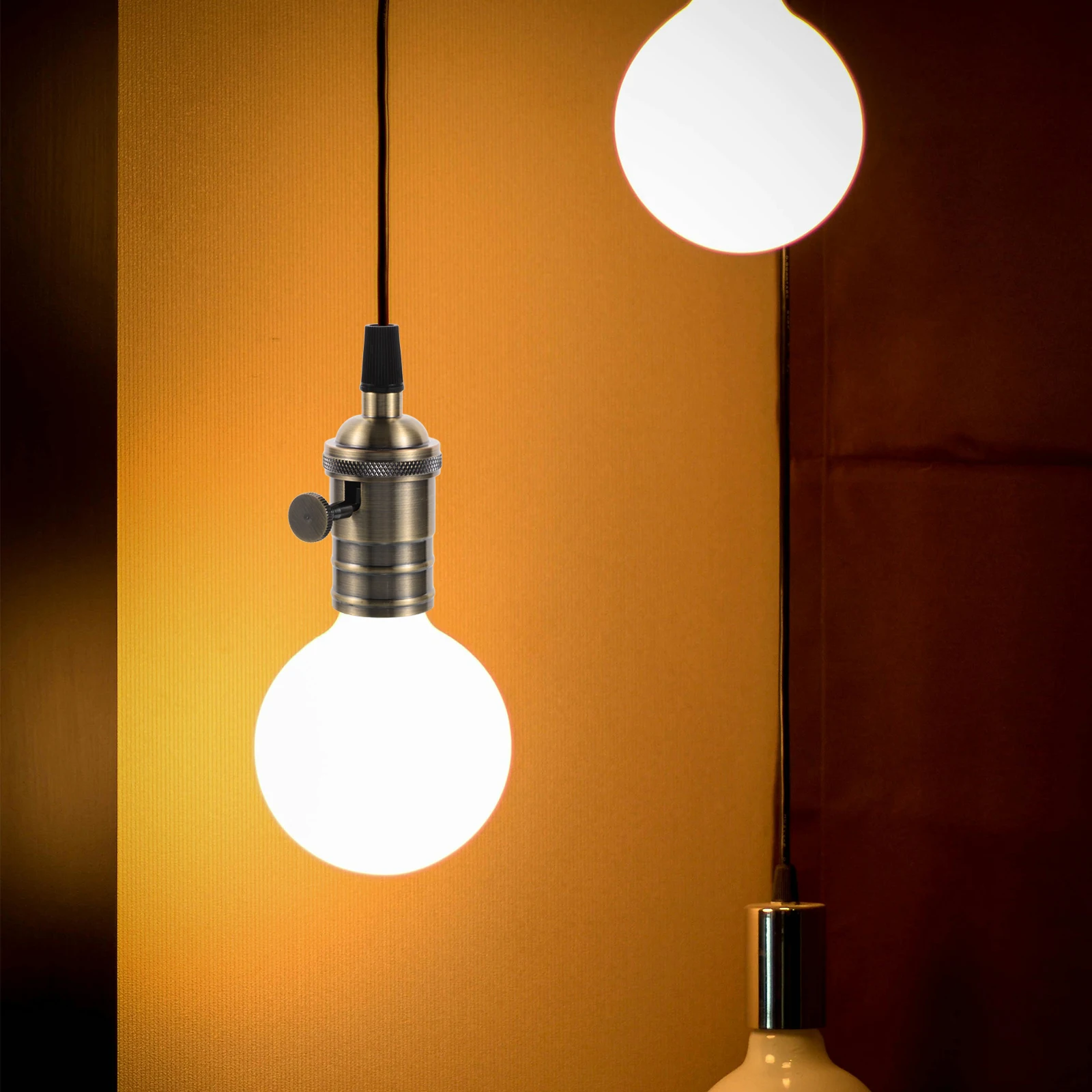 

Retro Metal Screw Thread Pendant Lamp Holder Switch Light Socket Replacement E27 Bulbs DIY Fixture Table Lamp Holder
