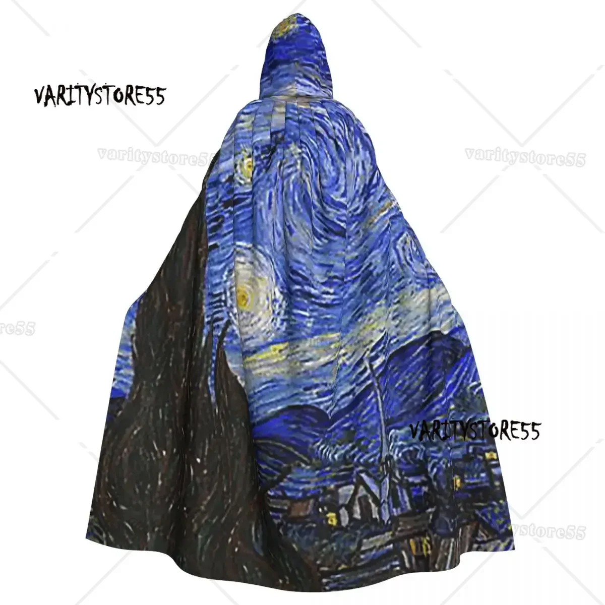 

Звездная ночь Винсента Ван Гога Хэллоуин Плащ с капюшоном Ведьма Средневековый костюм Косплей Накидка для взрослых унисекс
