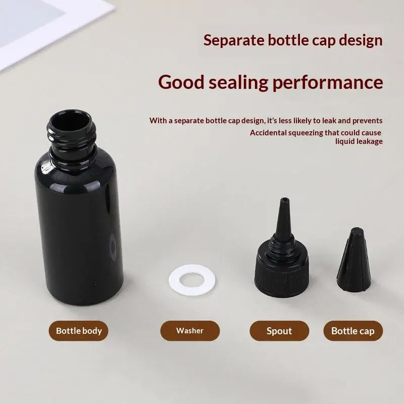 1 Stück schwarze, leere Kunststoffflasche mit zylindrischem Form, weichem Material und Drehverschluss, lichtundurchlässige Klebstoffflasche für UV-Harzkleber und Flüssigkeiten. – Detail 2