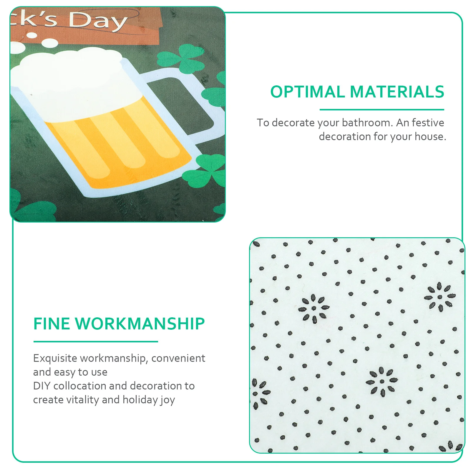 

3Pcs Non-Slip Toilet Lid Cover Set St Patrick Day Bath Mat Rug Bathroom Decoration Anti-Slip Toilet Mat Set Bathroom Decoration