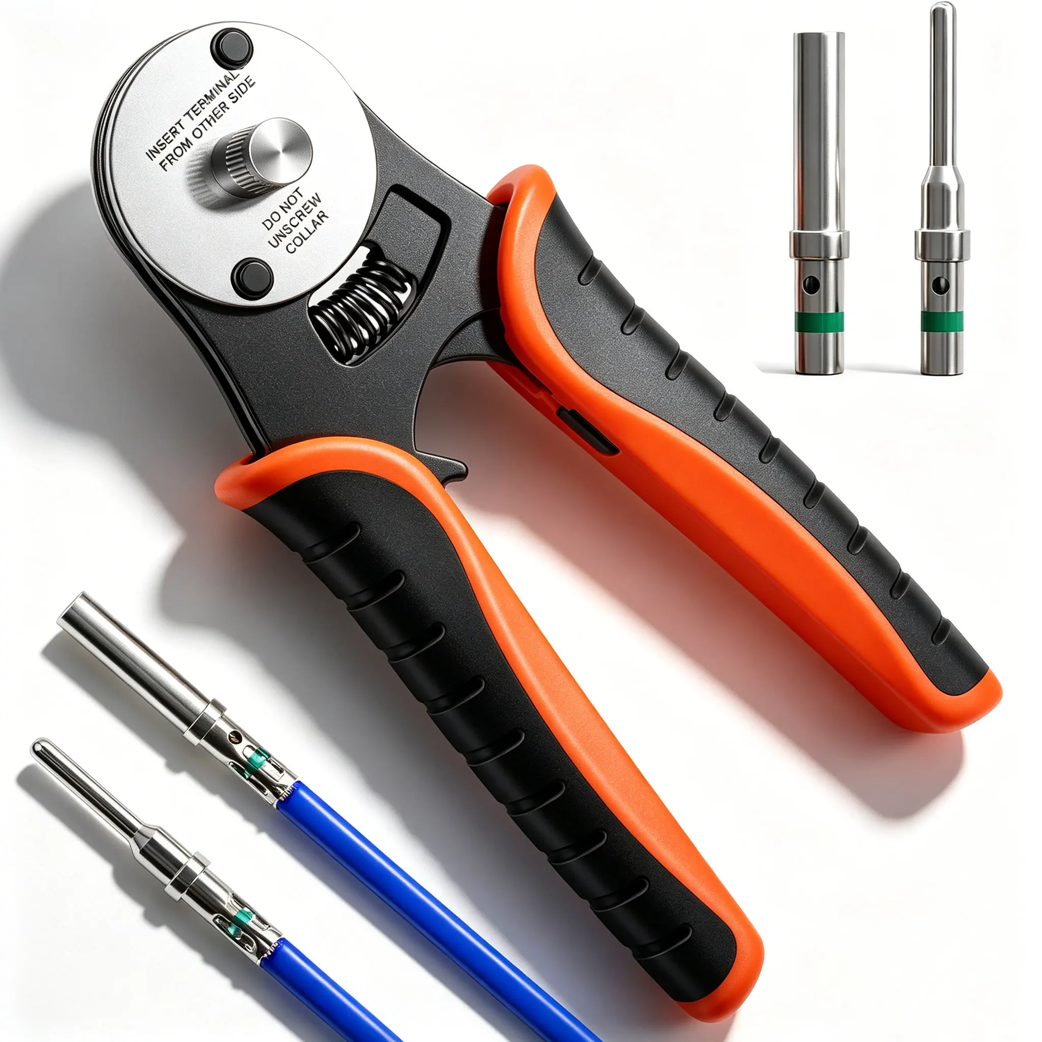 Alicate de Crimpagem SJD-16 para Conectores Deutsch, Crimpador de Barril Fechado com 4 Vias de Indentação e 8 Impressões, para Pinos de Contato Sólidos de Barril 14, 16, 18 AWG