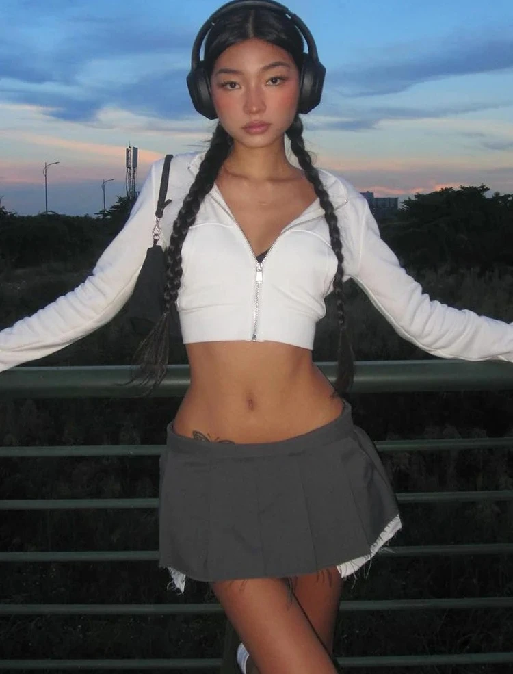 

Женские осенне-зимние модные уличные белые укороченные топы с длинными рукавами, футболки