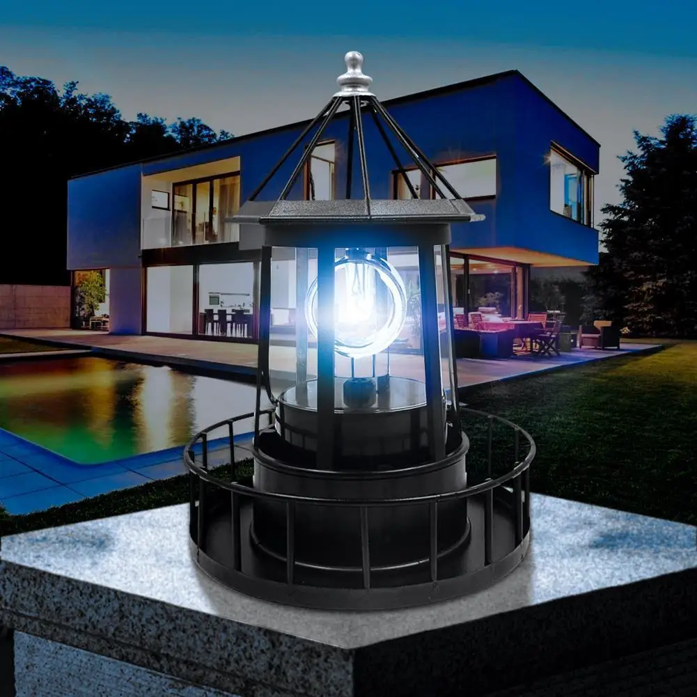 

Lighthouse Solar LED Light Yard Fence Decor Sensor Beacon Rotating Lighting Tool