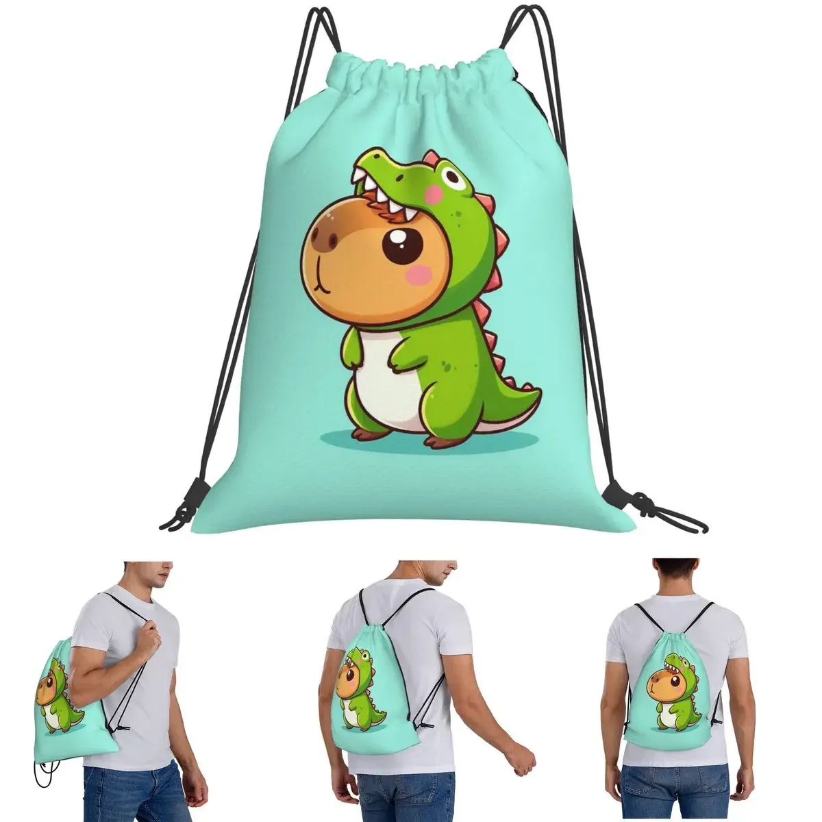 

Милые рюкзаки с капибарой и пузырьковым чаем, модные портативные рюкзаки на шнурке, карманная сумка для хранения, сумки для книг для мужчин, женщин, студентов