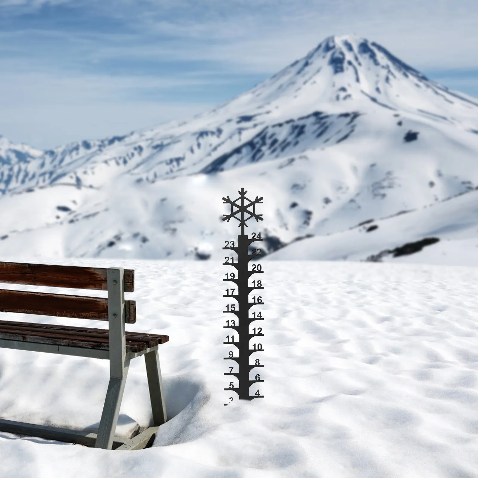 Christmas Snow Gauge Metal Snow Measuring Device Outdoor Garden Stake Decor with Clear Black Numbers for Lawn Yard Patio view 2