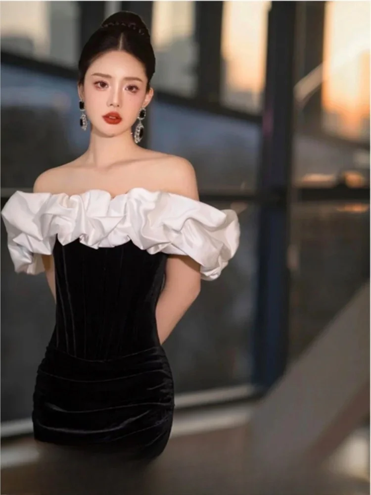 

Black birthday party coming-of-age ceremony host toasting dress