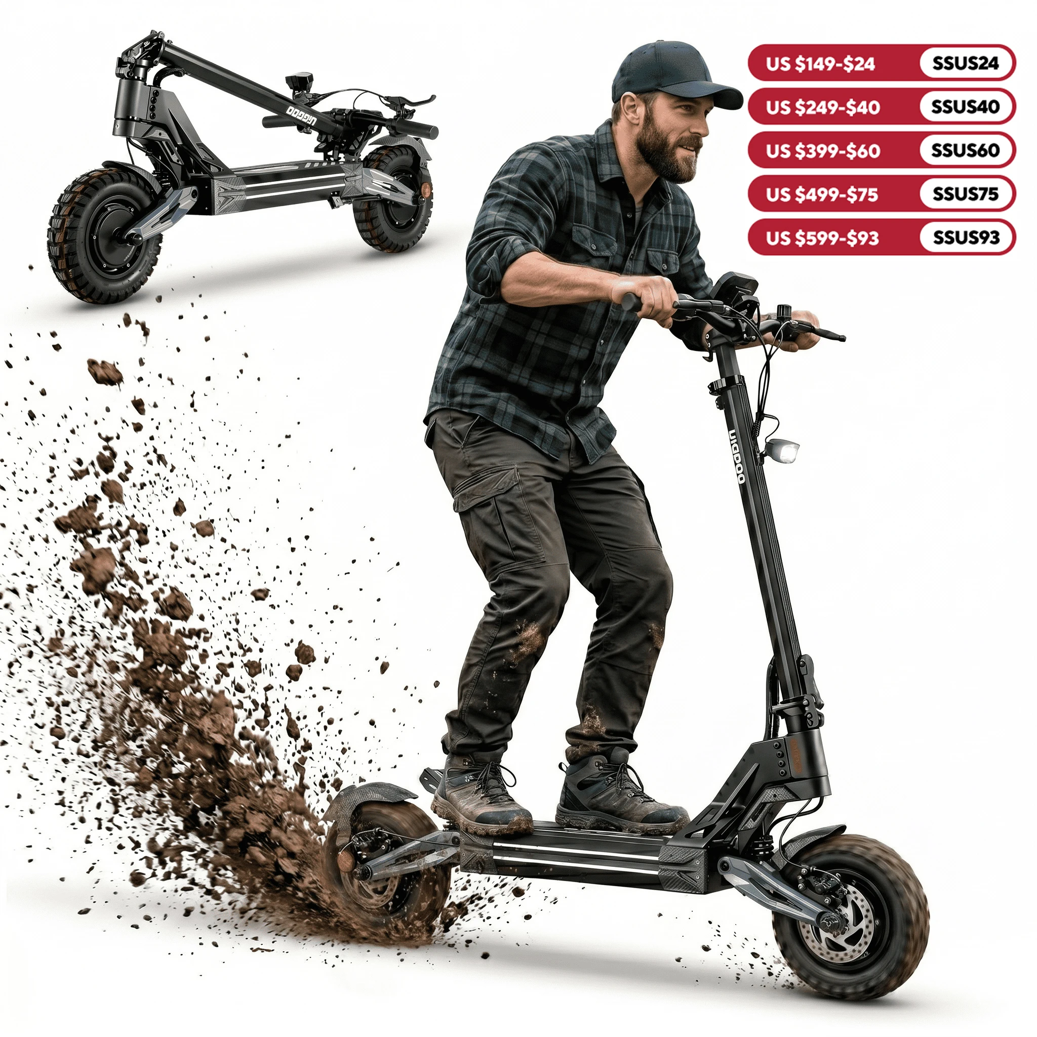 

Dual 4000W Motor Electric Scooter for Adults 45MPH Fast E-Scooter 60V 27Ah 11" Off-Road Vacuum Tires 330lbs Heavy Duty