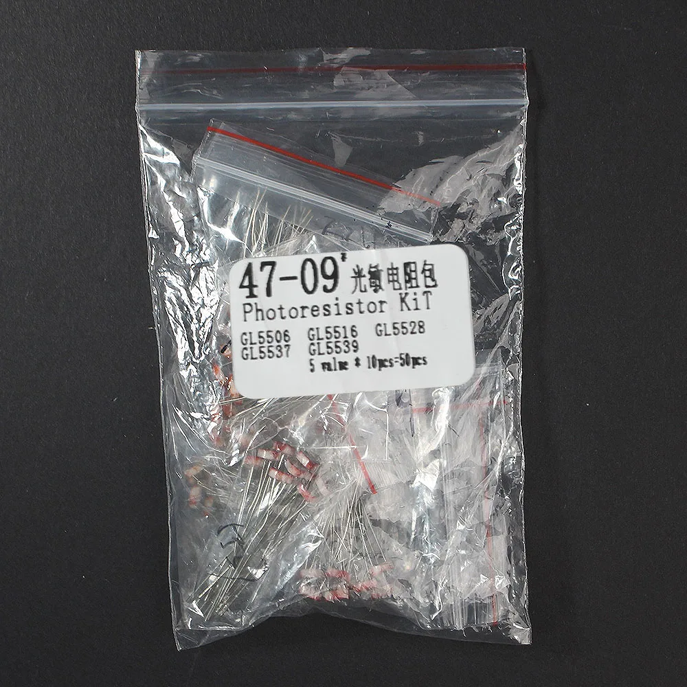 50PCS LDR Photo Light Sensitive Resistor GL5506 GL5516 GL5528 GL5537 GL5539 Photoresistor Kit Photoconductive Resistance