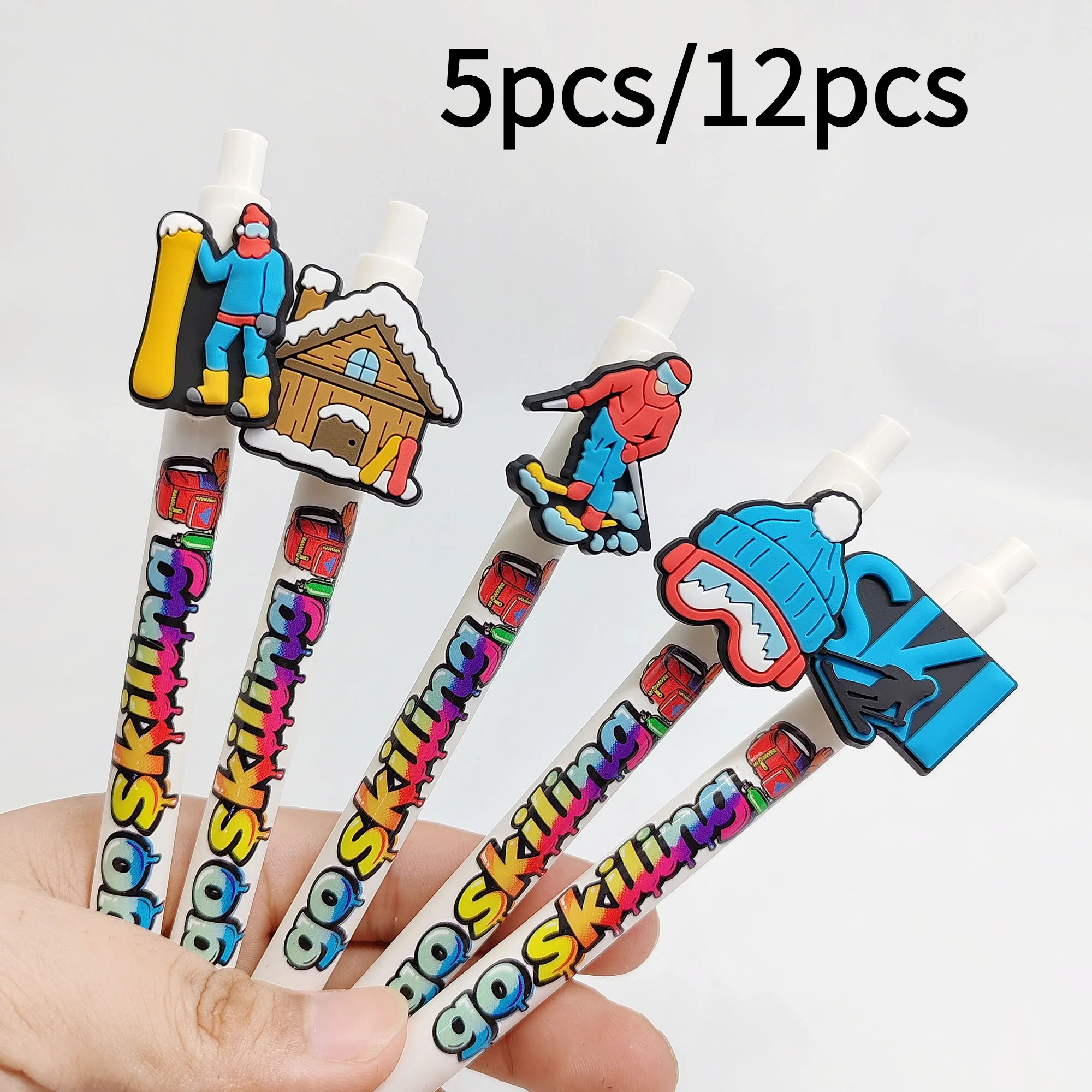 5 قطعة/12 قطعة الشتاء مغامرة تحدي التزلج سلسلة قلم حبر جاف طالب الكتابة توقيع هدية المفضلة هدية